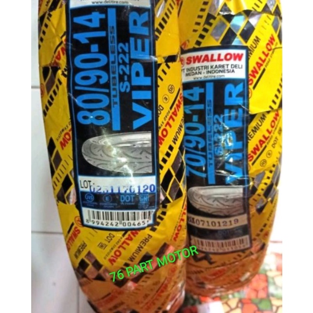 PAKET BAN TUBELESS MATIC SWALLOW 70/90 + 80/90.14 FREE PENTIL