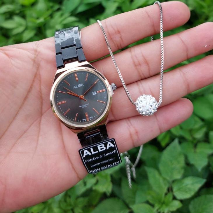 Jam Tangan ALBA Anti Air Paket Kalung Titanium ◦ CU.20Au22n