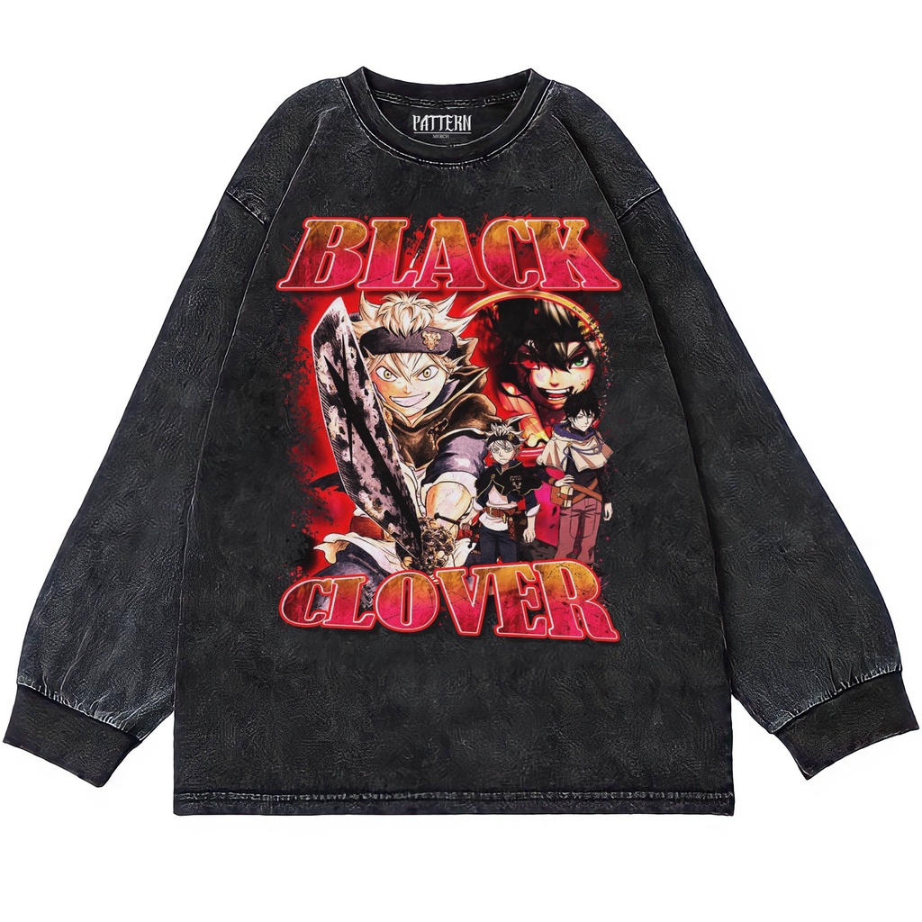 KAOS OVERSIZE | OVERSIZE LONGSLEEVE | T-SHIRT OVERSIZE | WASHING | KAOS ANIME BLACK CLOVER ASTA POWE