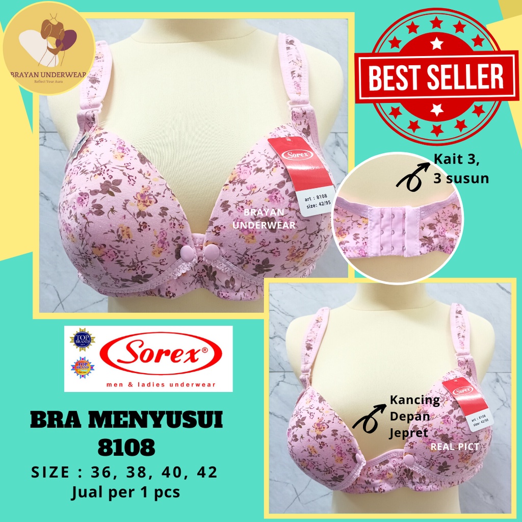 [ 1 PCS ] BH SOREX NURSING MATERNITY [ 8108 ] Ukuran 36.38.40.42 - Pakaian Dalam Bra Wanita Menyusui