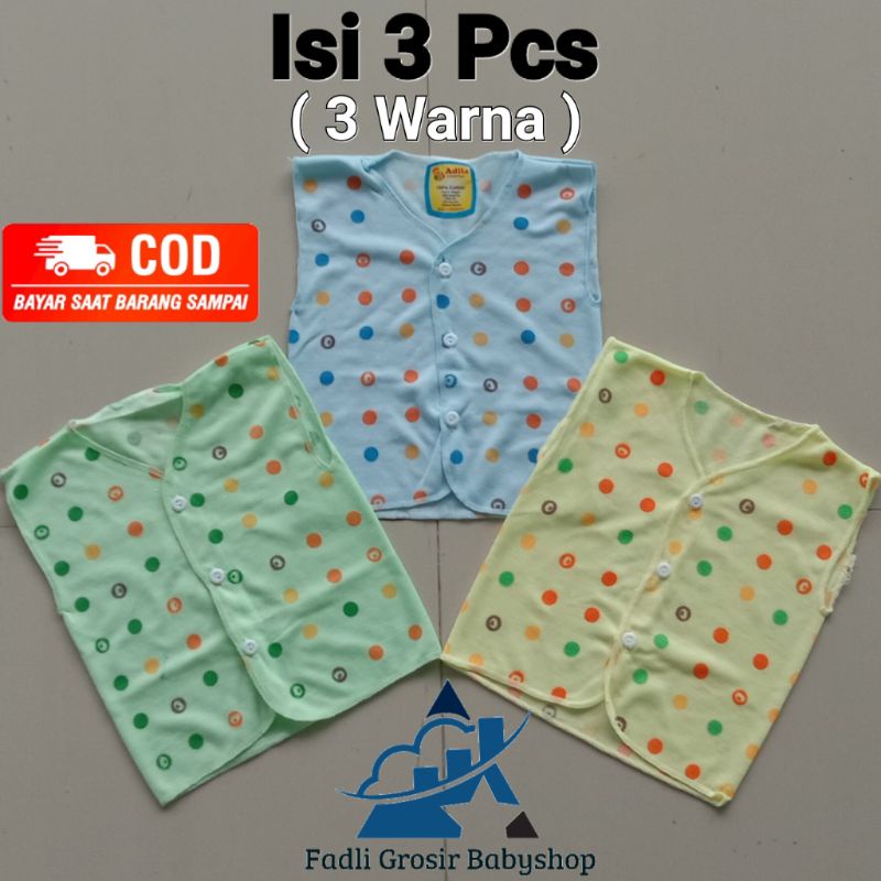 3 PCS Baju Bayi Lengan Kutung Polkadot