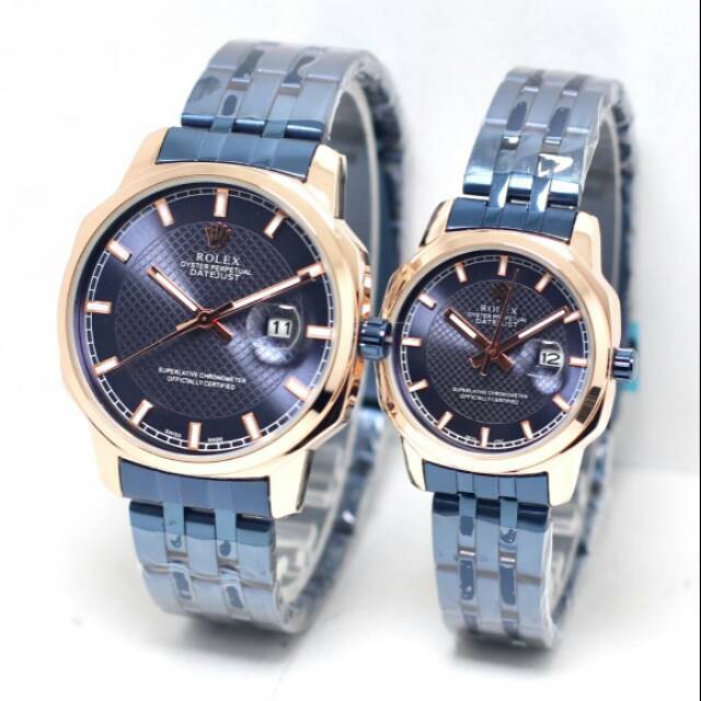 Original ( Bayar Di Tujuan ) Terlaris Jam Tangan Couple / Pasangan Rolex Datejust Rantai SL 1502 +