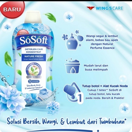 SoSoft Deterjen Cair Konsentrat Nature Fresh 750 ml - Botol