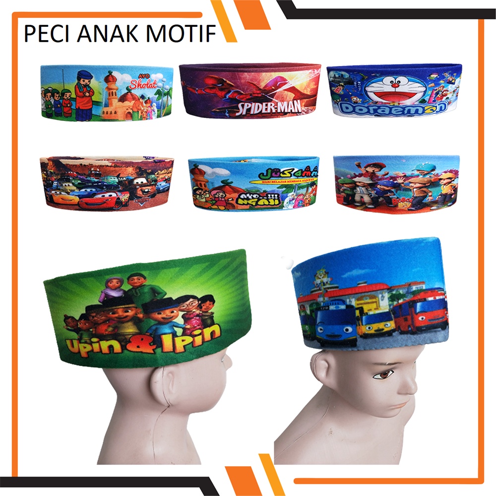 Peci Songkok Nasional Anak Motif Karakter Printing / Kopyah Anak Laki Laki / Kopiah Anak