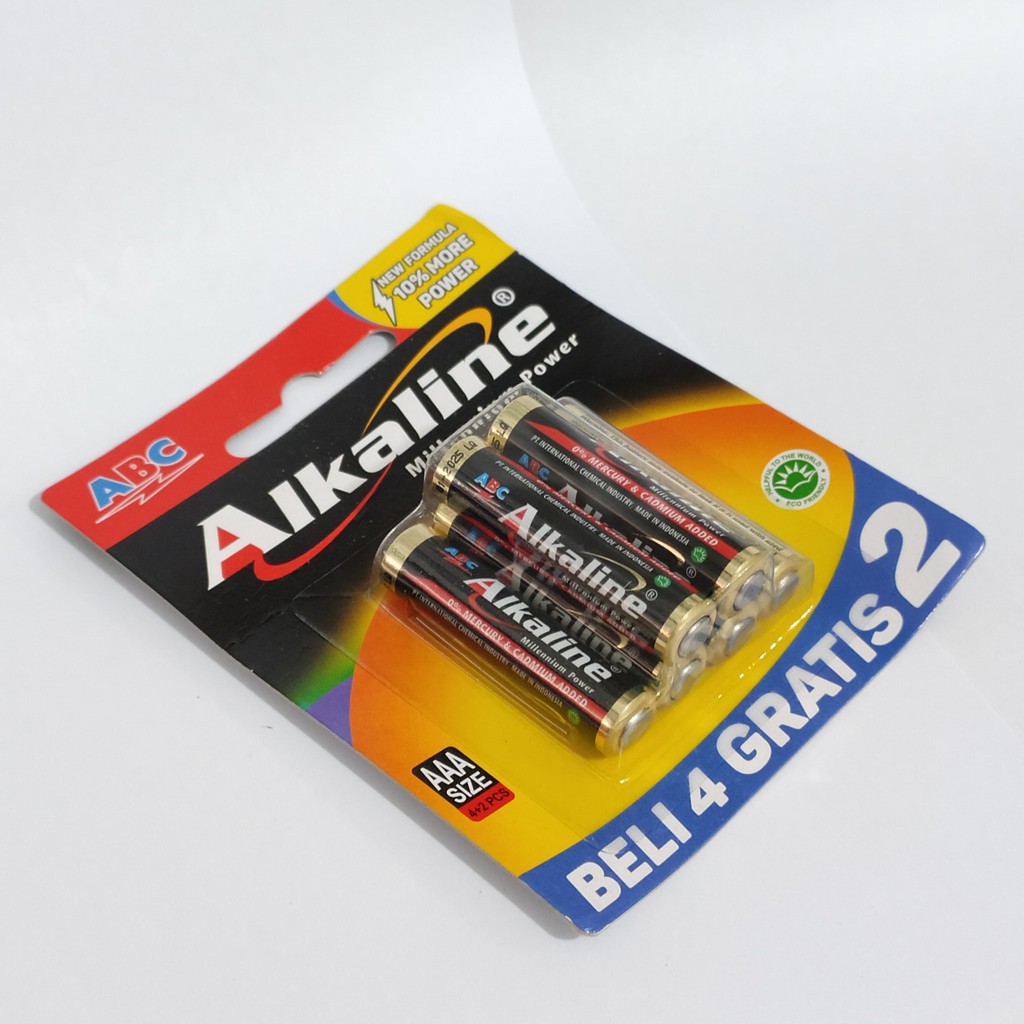 BATU BATTERY BATREI ORIGINAL ABC ALKALINE AAA A3 ISI 6PCS ABC A3