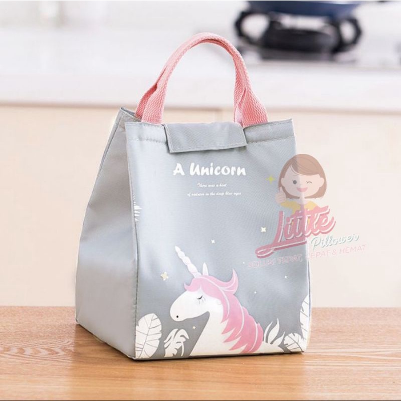 Tas Bekal Lunch Box Set Cooler Bag Unicorn Kotak Makan Termos Panas - Tas Bekal Anak - Tas Bekal Anti Panas