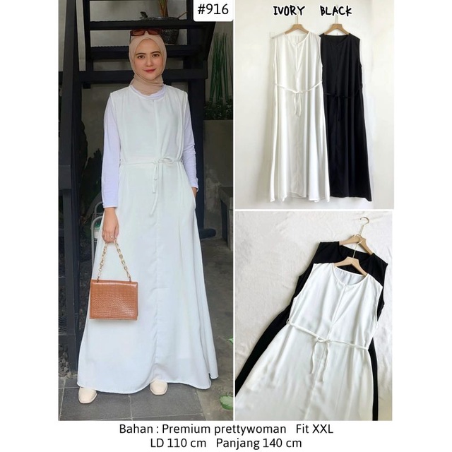 DR916  ( CASSIE Flowy monochrome sleeveless long dress ).