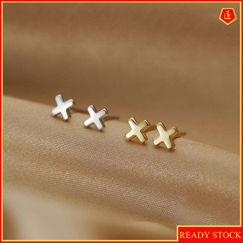 [Ready Stock]Simple S925 Silver Mini Cross Stud Earrings