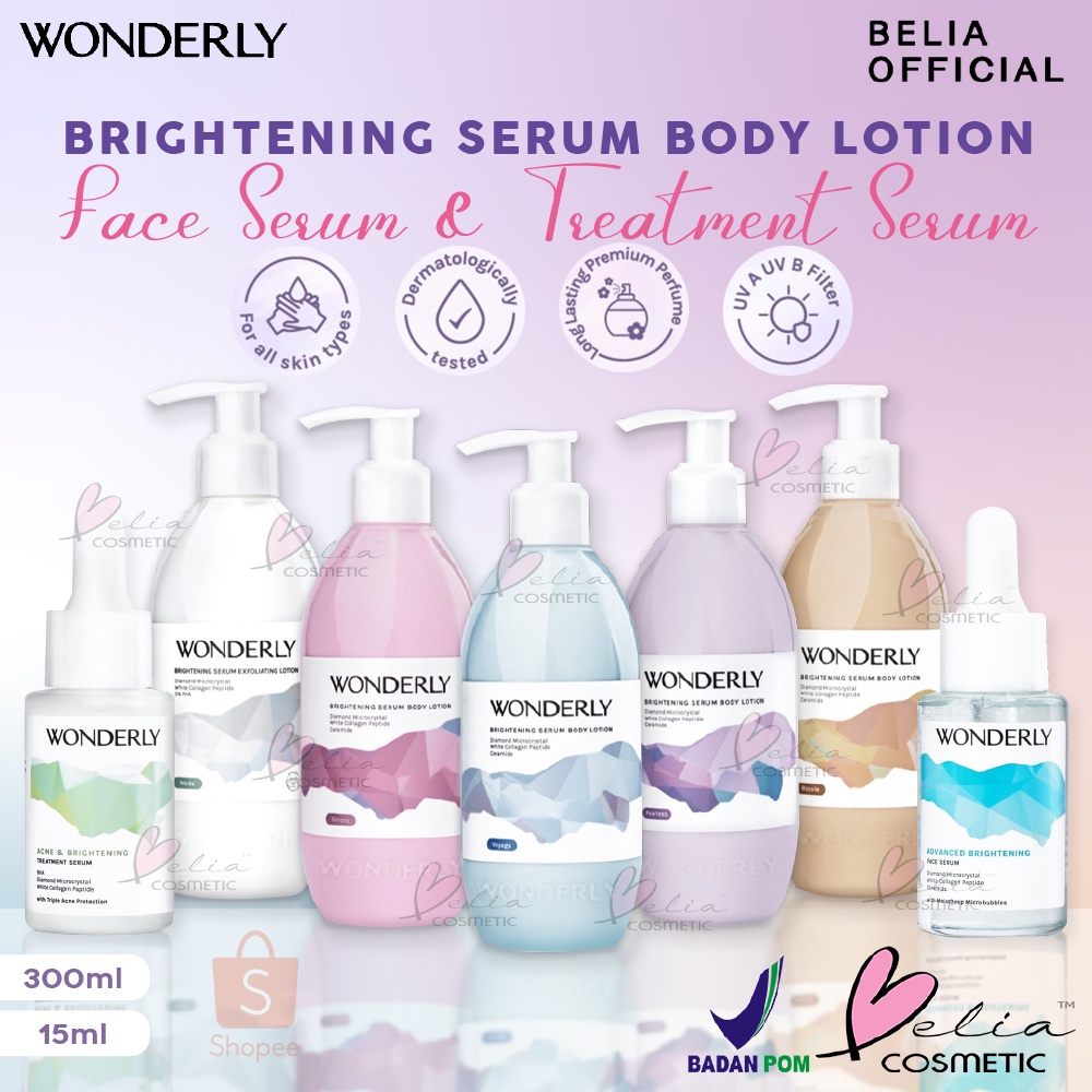 ❤ BELIA ❤ WONDERLY Brightening Serum Perfumed Body Lotion 300ml | Advanced Face Serum 15ml | Acne Treatment | BPOM Losion wangi scent scented