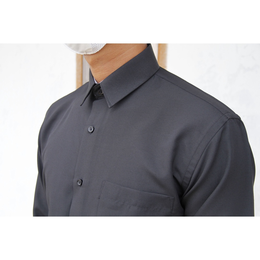 COD Kemeja Pria Stanley Adams Slimfit Lengan Panjang Hitam Polos Kombinasi 100% Original Brand