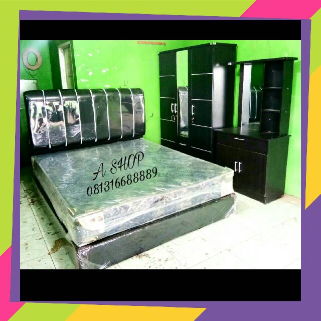 Bed Set Paket Murah Kamar Tidur Lemari Minimalis Meja Rias Dipan Kasur Spring Bed