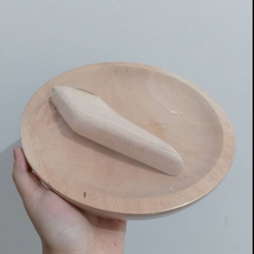 Cobek Kayu 18 cm Kualitas Teruji, Cowek, Layah,  Leyeh, Coek, Ciri, Lemper, Ulekan, Cowet, Coet, Lay