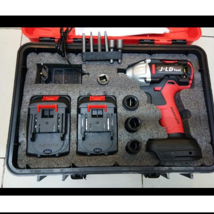 promo jld 2 bateray - impact wrench jld jv88 terbaru merah box hitam dtj