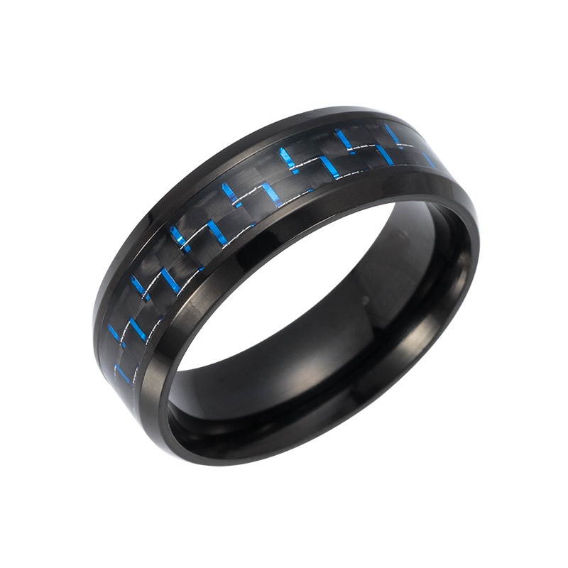 Cincin Bahan Titanium Steel Warna Biru Gaya Korea Untuk Pria