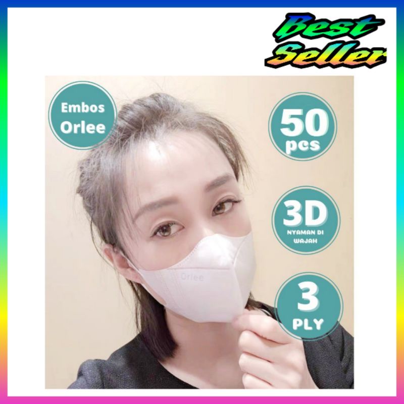 Masker model duckbill Orlee 1 box 50pcs Earloop Warna Putih