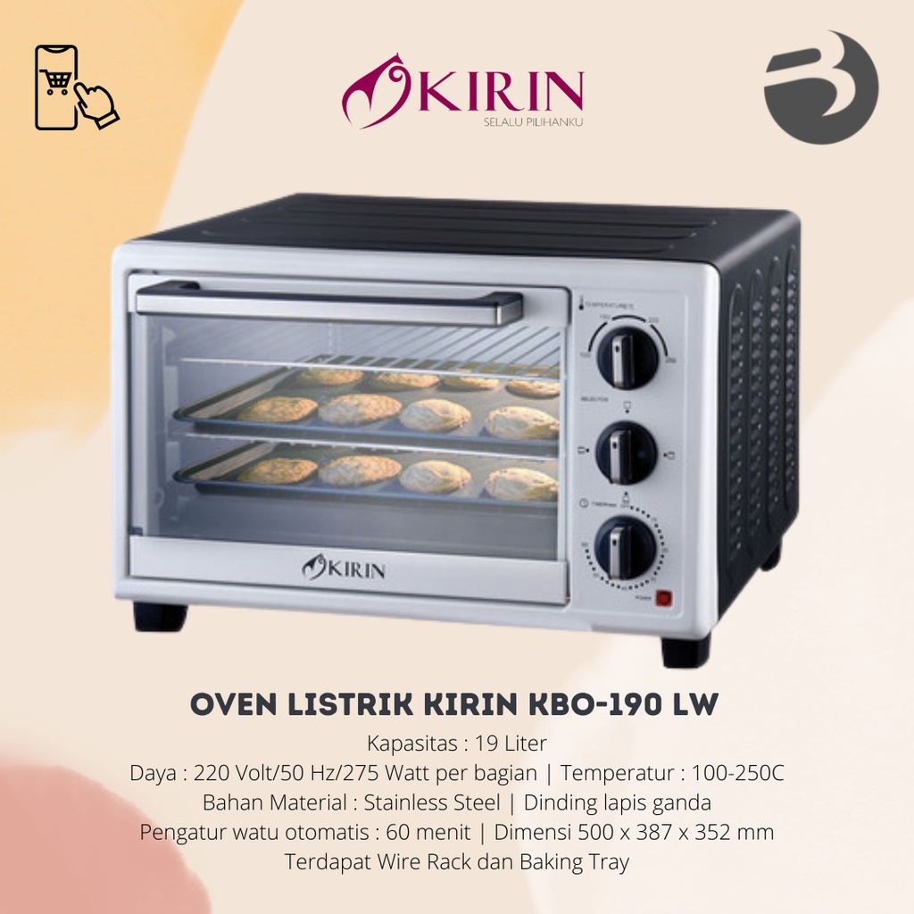 Oven Listrik Kirin KBO-190 LW 19 liter Oven Listrik LOW WATT