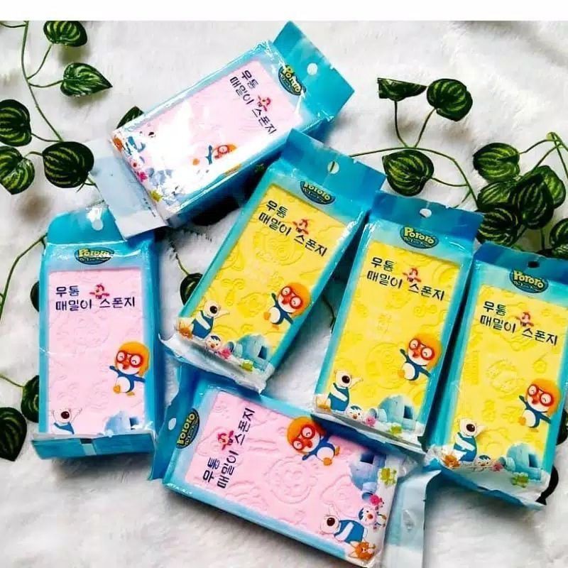 SPONGE MANDI KOREA PORORO SPONS DAKI UNTUK BAYI DAN DEWASA MENGANGKAT SEL KULIT TERMURAH