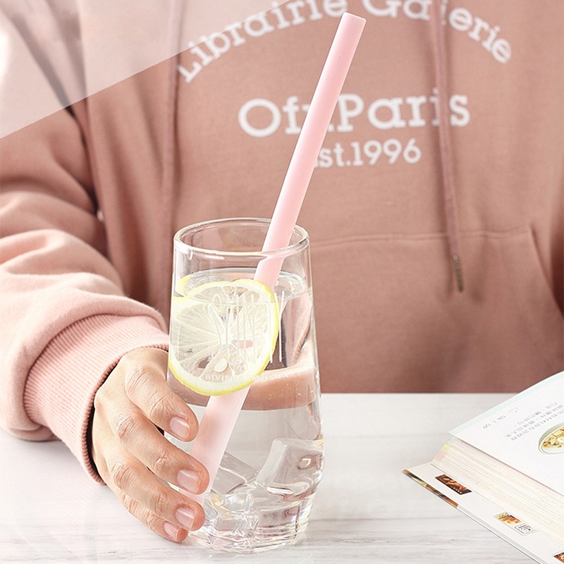Set Sedotan Minum Bahan Silikon Flexible Reusable Dengan Sikat Pembersih Untuk Pesta