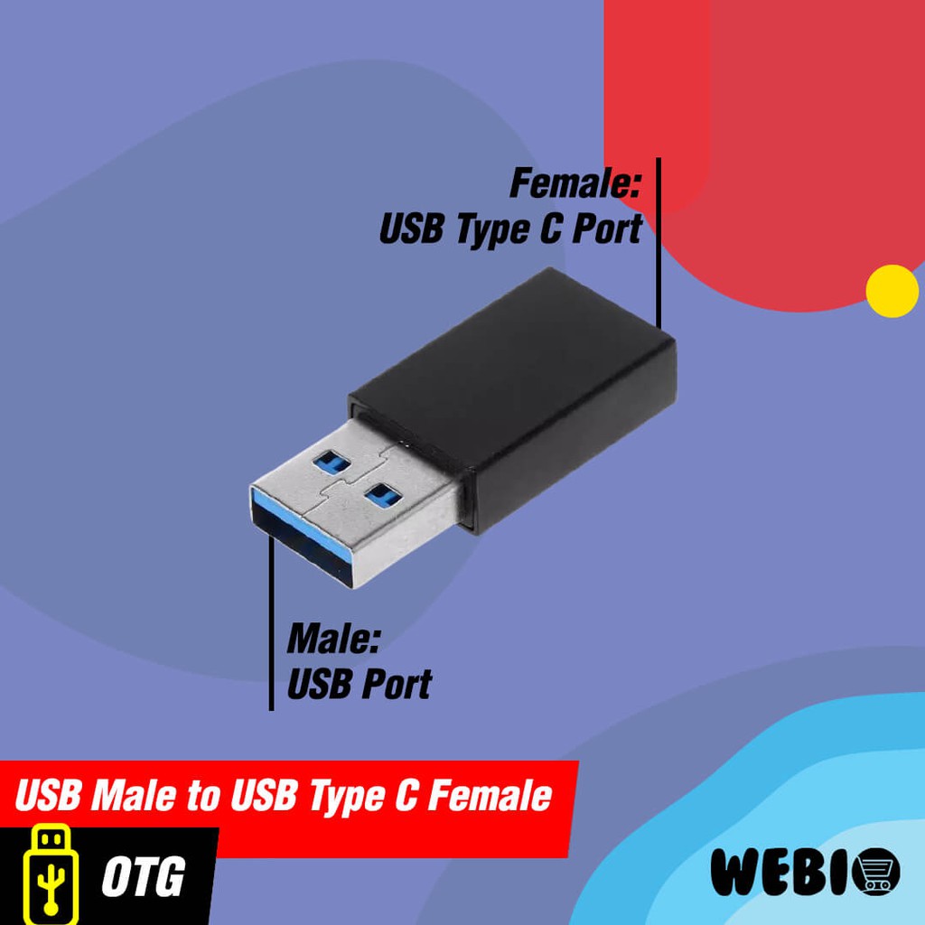 Converter OTG USB Male To Type C Female Mini Plug Connector Adapter Garansi 1 Bulan Bahan Metal