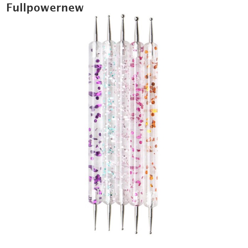 [FULL] 5Pcs 2 Way Nail Art Dotting Painting Pen Manicure Nail Glitter Tools Dotting Pen