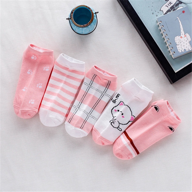 MURMURE.ID | 5PCS KAOS KAKI WANITA IMPORT ALA KOREA ISI 5 PCS ANKLE SOCK 5IN1 CS031-7