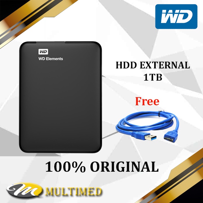 Hardisk External 2,5' 1TB WD Element USB 3.0 Plus Kabel ORI