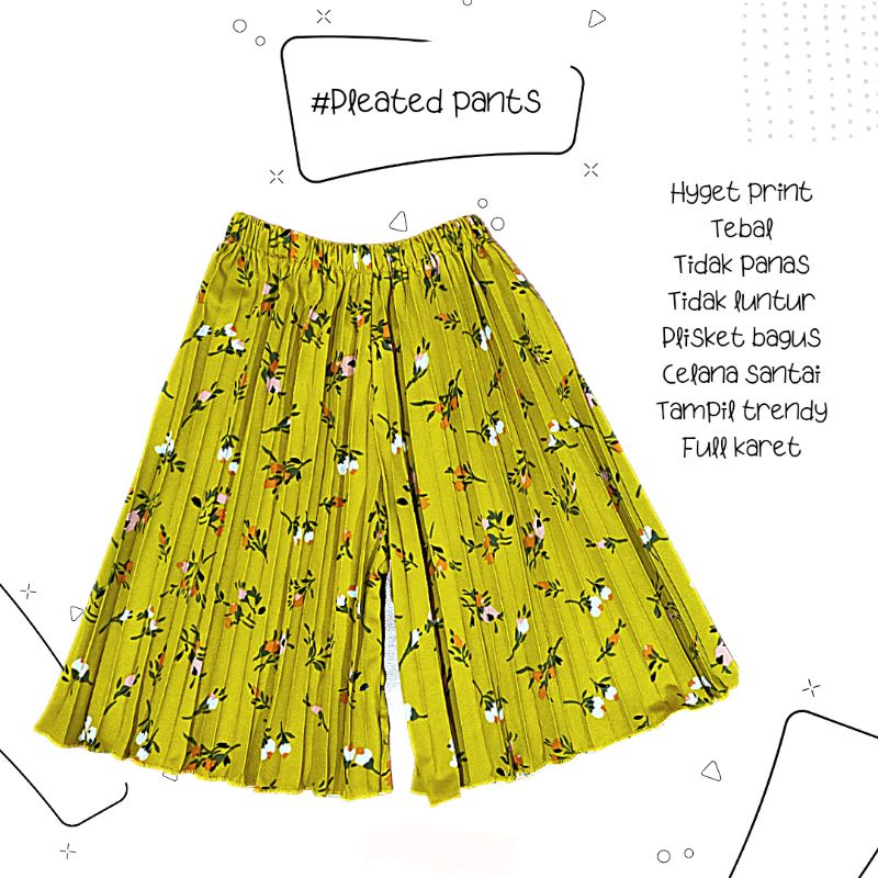 AM27 CELANA PENDEK PLISKET DEWASA JUMBO Motif bunga Pleated Hot Pants