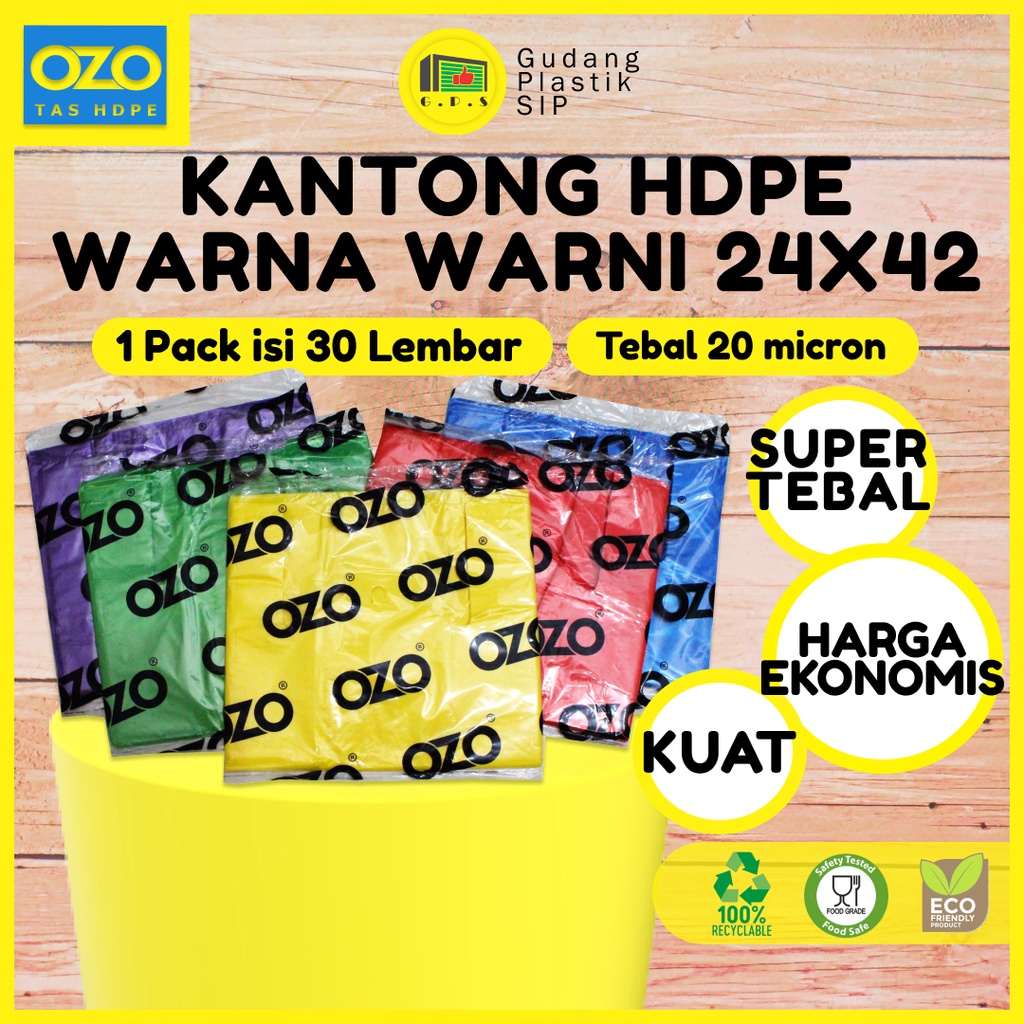 Kantong Plastik Kresek Warna-Warni Tebal UK 24x42 HDPE