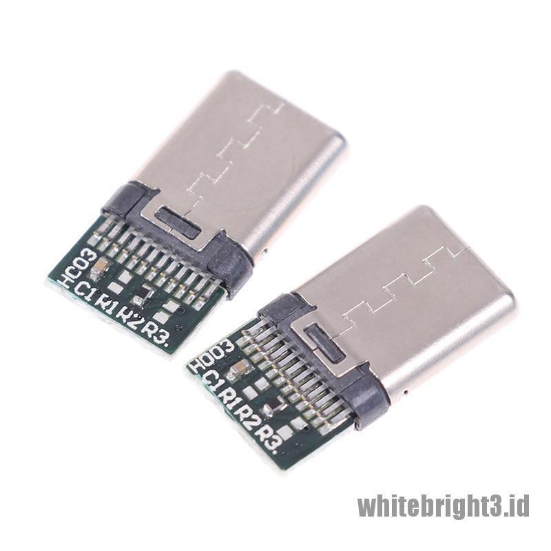 &lt; White3 &gt; 5 / 10Pcs Konektor Kabel USB 3.1 Tipe C Male DIY