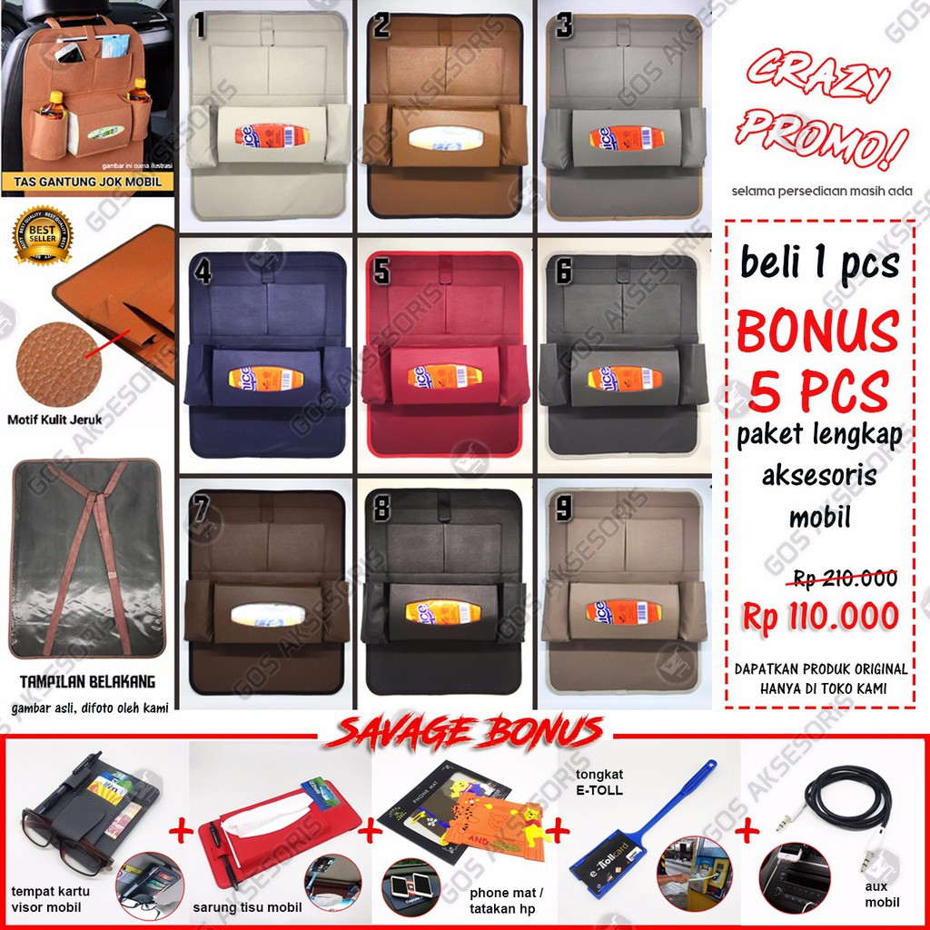 Leather Premium Auto Car Organizer Tas Jok Kulit Mobil