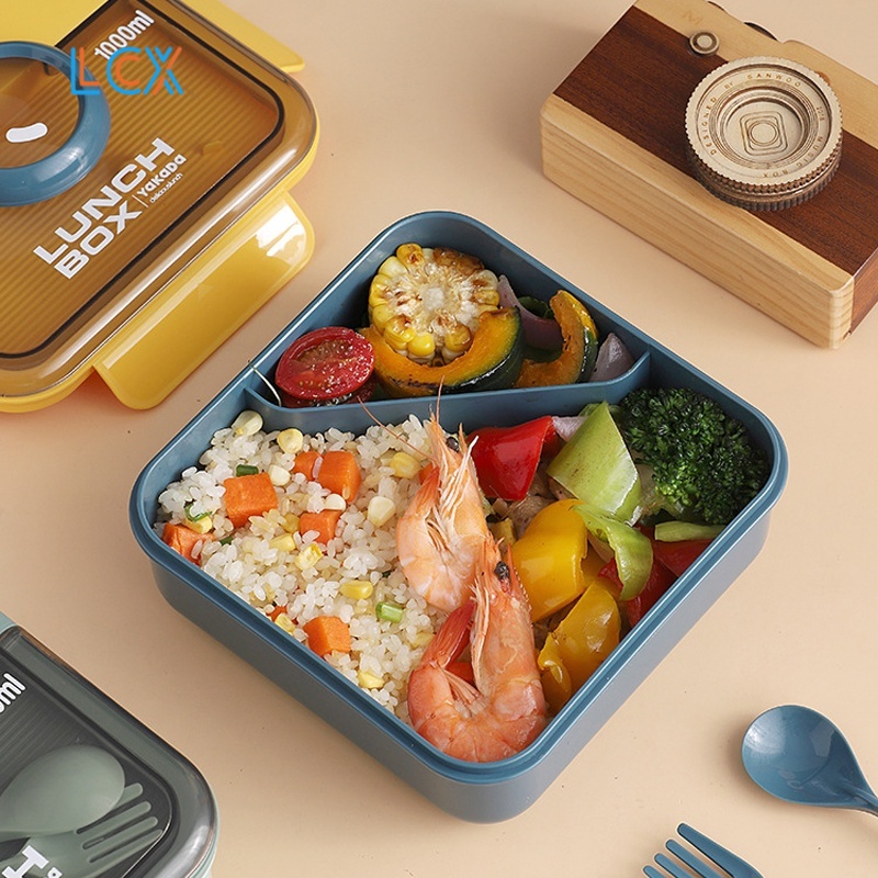 LCX Lunch Box / Anti Bocor Kotak Makan Set BPA FREE / ​Free Sendok Tempat Makan