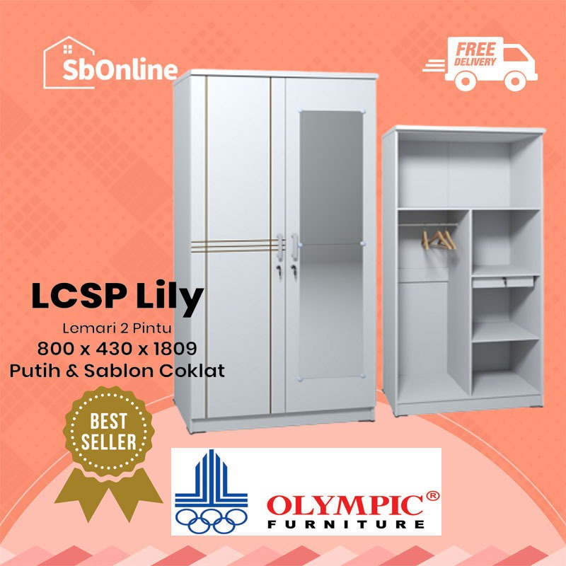 OLYMPIC LEMARI PAKAIAN 2 PINTU MINIMALIS -  LCSP LILY