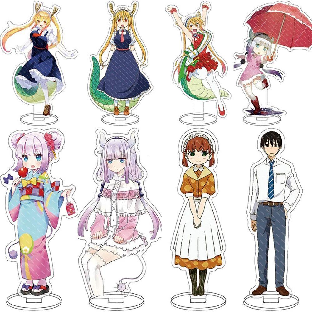 Stand Figure Anime Agustina Dua Sisi Kawaii Model Figure Transparan Miss Kobayashi's Dragon Maid Anime Karakter Plat Akrilik