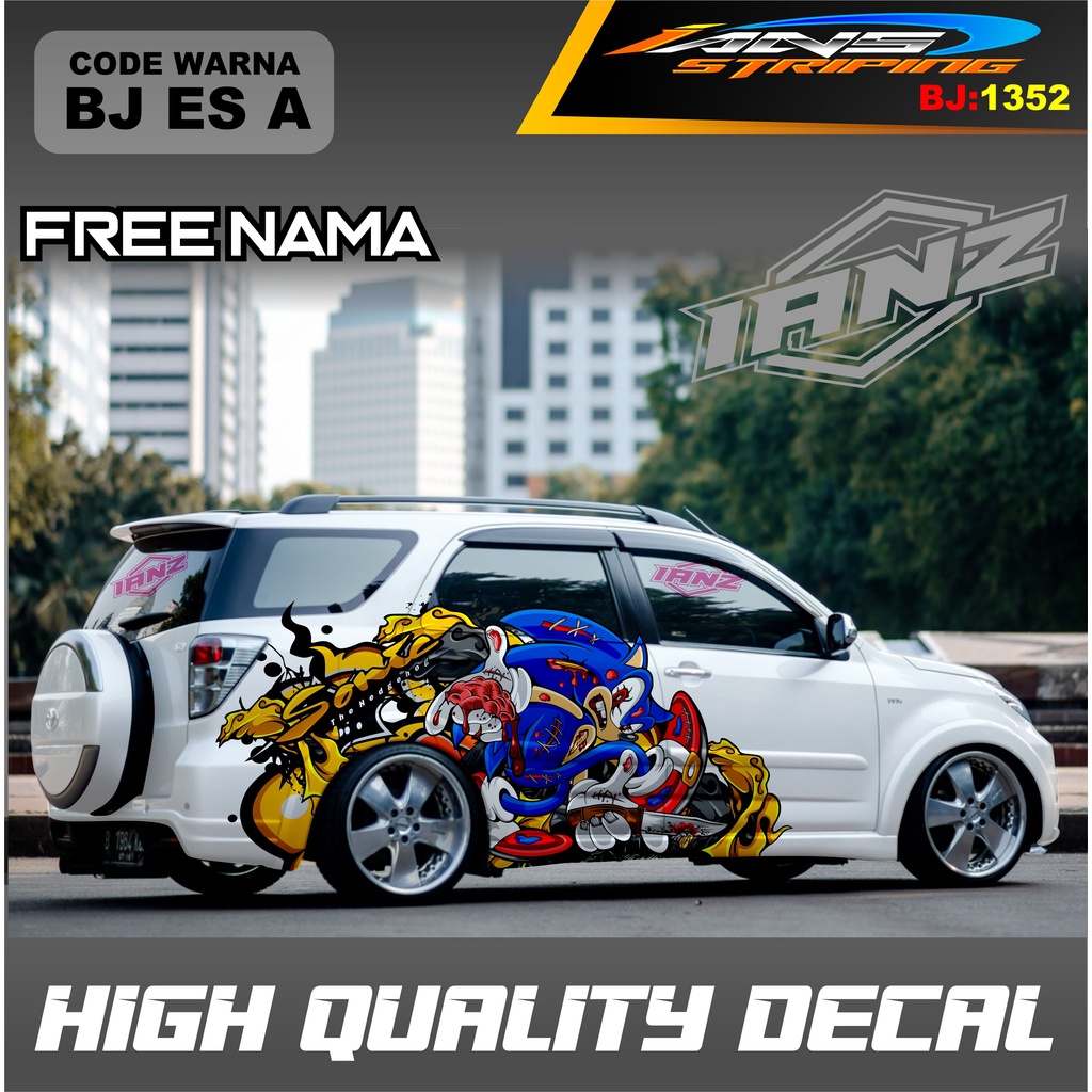 STIKER DECAL MOBIL TERIOS SONIC ZOMBIE / STIKER DECAL MOBIL AVANZA XENIA PAJERO INNOVA DLL / STIKER MOBIL UNIVERSAL