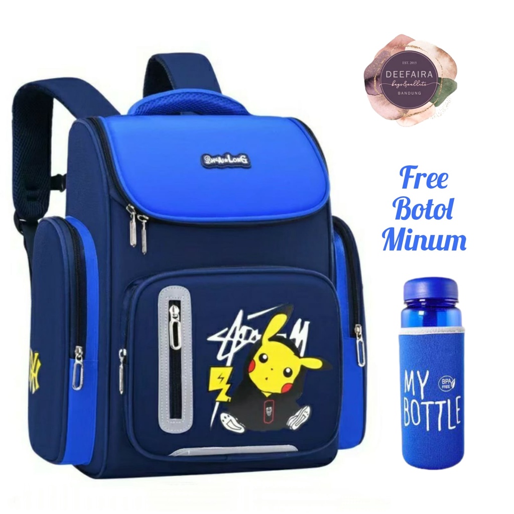 Tas Ransel Anak Model Light P0kem00n Free Botol Minum Untuk Paud Tk SD