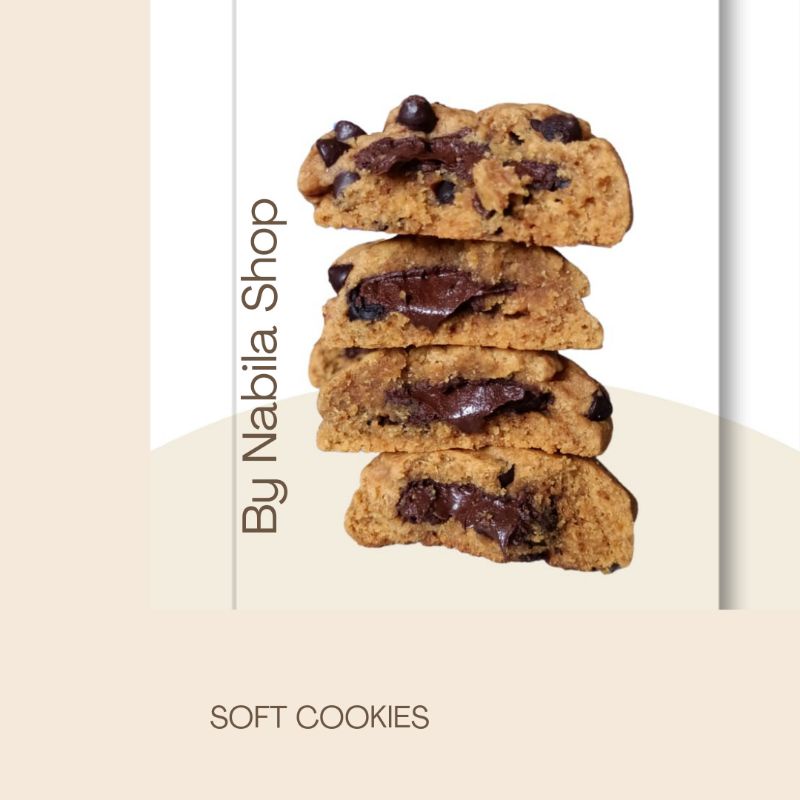 

Soft Cookies isi 6 pcs. Dengan isian coklat lumer di tengah2 gigitan