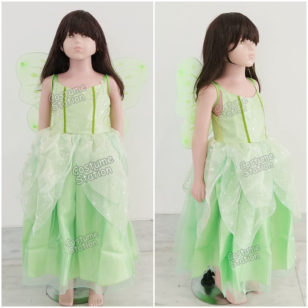 Kostum Tinkerbell Long Dress / Costume Princess Fairy Peter Pan Peri Hijau anak perempuan