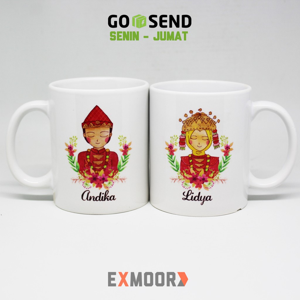 Mug Couple Pengantin Palembang untuk Kado Pernikahan