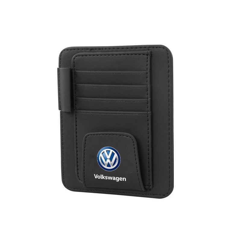 VOLKSWAGEN (G-CLUB) Tas Sun Visor Mobil Bahan Kulit Dengan Slot Penyimpanan Keping CD DVD Dan Kacamata