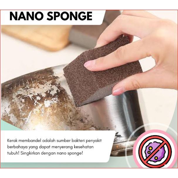 (NCS) [40 Gr] Nano Diamond Cleaner Magic Sponge / Pembersih Kerak Panci Stainless Gosong Ampelas