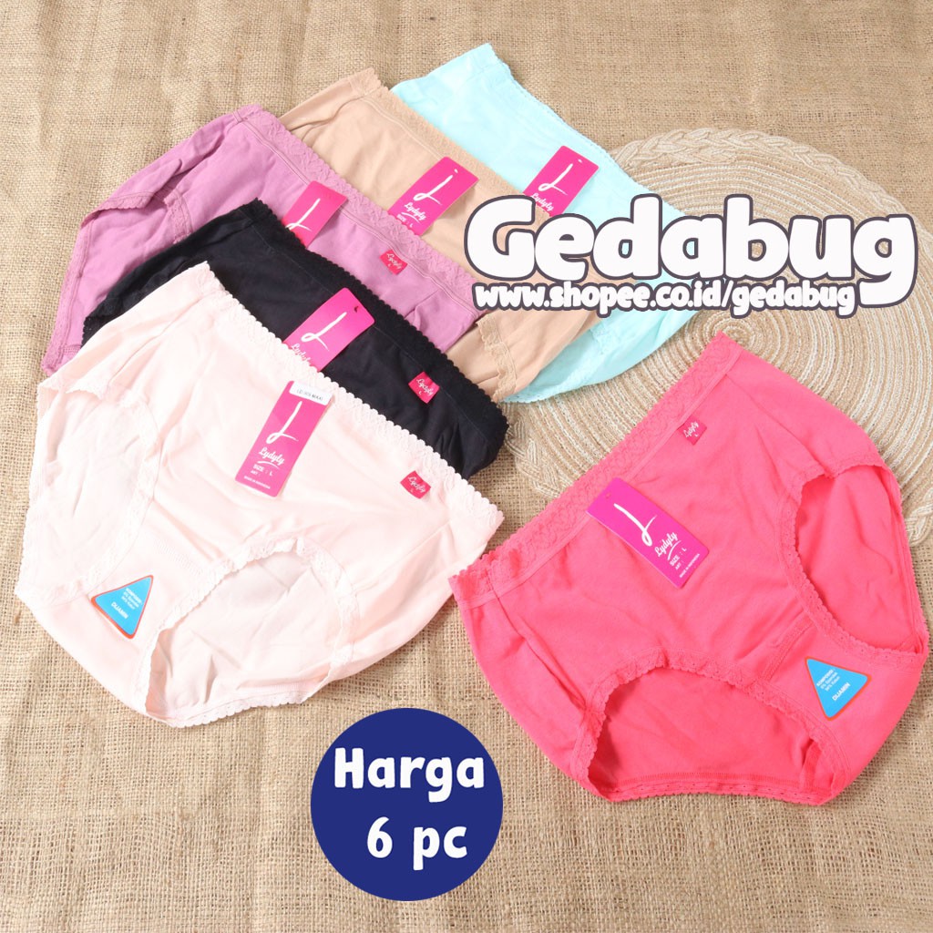 [ 6 Pcs ] CD LYDYLY LD 005 | CD Celana dalam wanita renda Katun | Gedabug