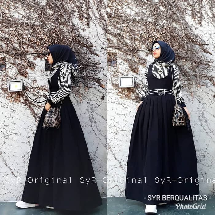 Baju Gamis Wanita Terbaru - Fendi Set 2in1 - Baju Setelan -Baju Wanita
