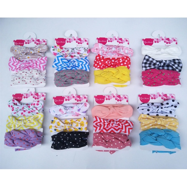 BANDANA BAYI ANAK PEREMPUAN 3in1 HEADBAND BABY BANDO MOTIF PITA FASHION KOREA IMPORT AK38