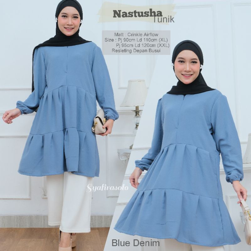 PROMO NASTUSHA TUNIK REMPEL CRINKLE AIRFLOW JUMBO LD 95,100,110,120&amp;130 (M,L,XL,XXL,XXXL)