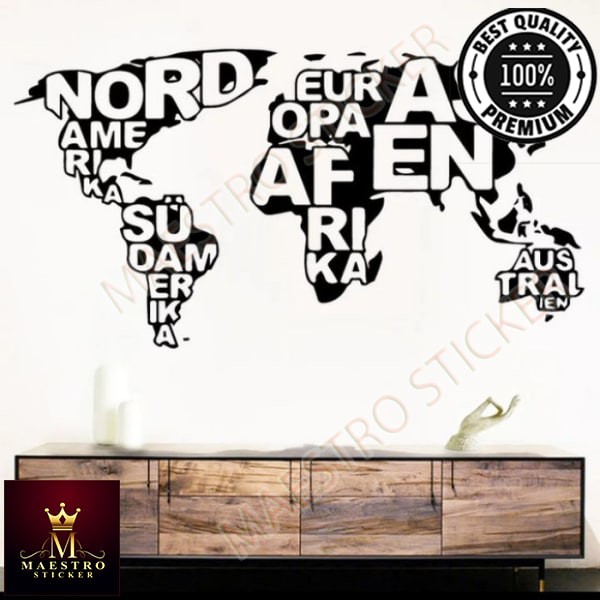 

M.STICKER Stiker Peta Dunia Wall Sticker World Map Sticker Dinding Rumah Kantor