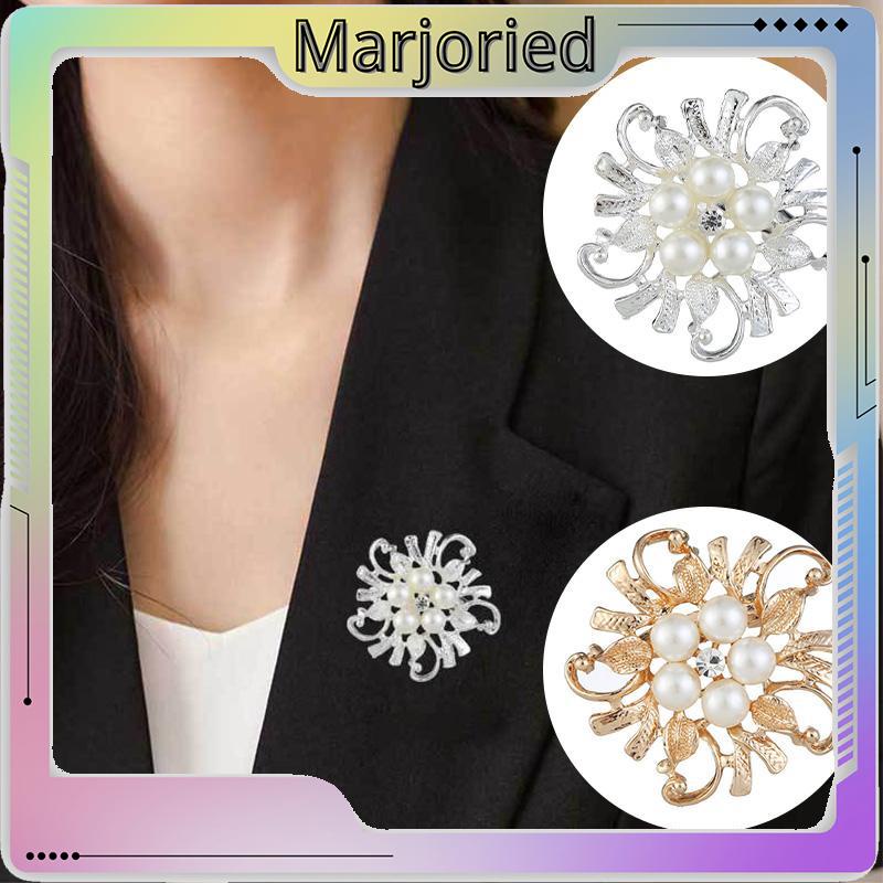 Pakaian All-Match High-end Pearl Fashion Floral Alloy Bros Kepingan Salju Berlapis Perak-MJD