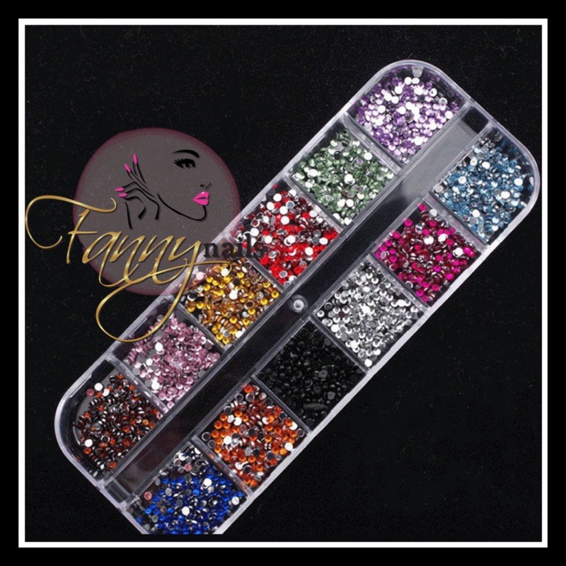 RHINESTONE 12 WARNA HIASAN KUKU PERMATA BEAD AB CRYSTAL MIX COLOR