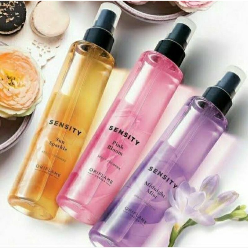 Sensity sun sparkle/midnight mist/pink blossom spray cologne