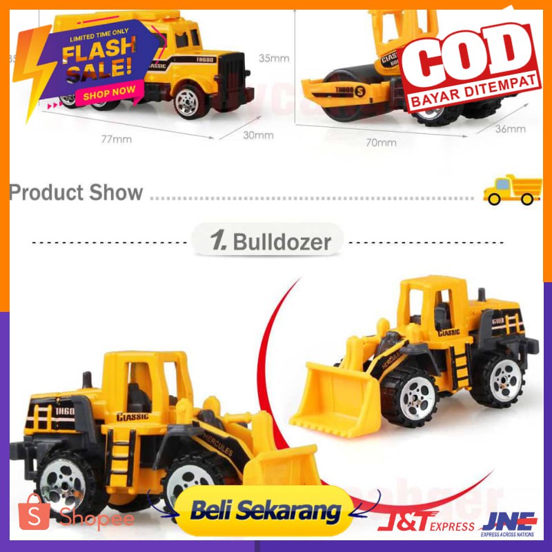 Mainan Anak Mobil-Mobilan Truck Konstruksi Diecast isi 6PCS / Mainan Mobil Truck- CP1073