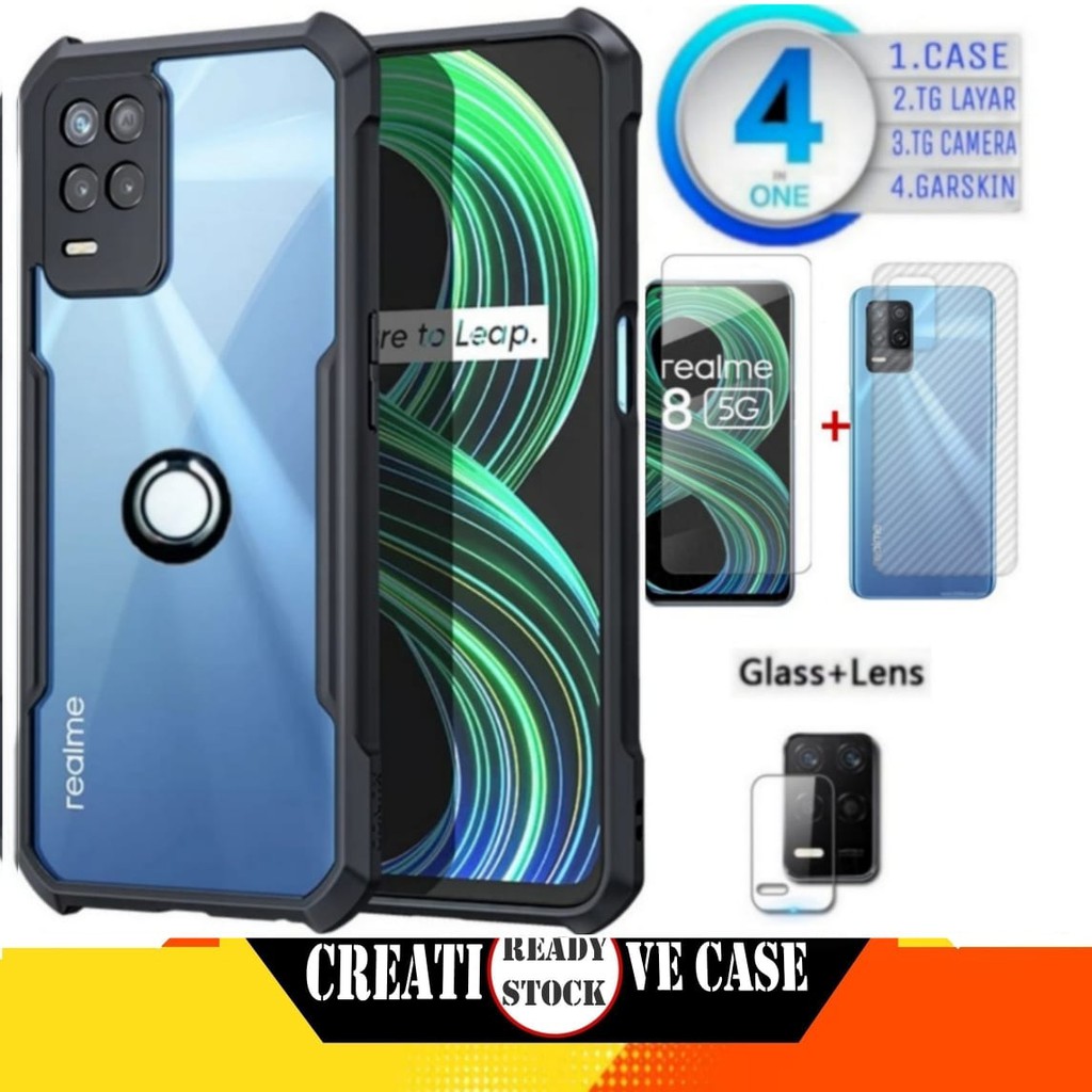 Case Realme 8 5G Shocprof Cincin Ringk+Tg Bening+Tg Camera+Garskin